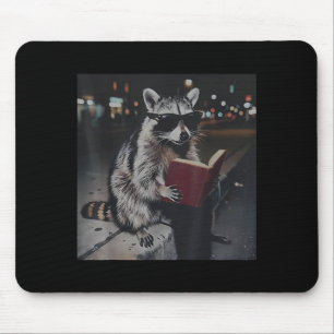 Alfombrilla De Ratón Mapache leyendo libro meme de animal divertido bib