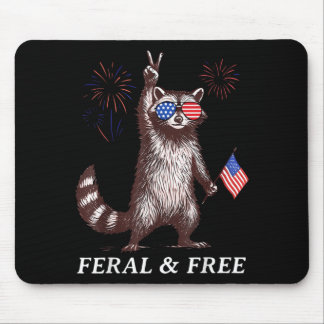 Alfombrilla De Ratón Mapache Patriótico Divertido Feral Mapache Feral y