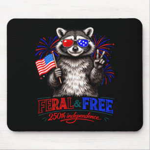 Alfombrilla De Ratón Mapache Patriótico Feral Y Libre 250º