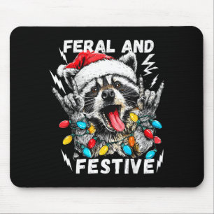 Alfombrilla De Ratón Mapache Rocker Divertido Feral Y Festivo Navidad S
