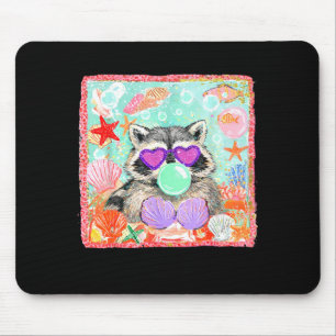Alfombrilla De Ratón Mapache vintage soplando burbuja verano playa feme