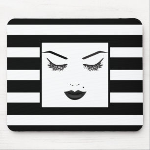 Alfombrilla De Ratón Maquillaje Labios Negros Cara Cejas Labios Belleza