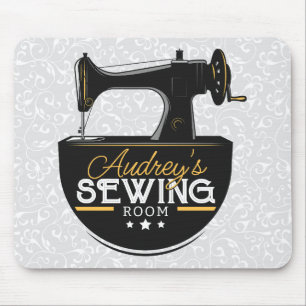 Alfombrilla De Ratón Máquina de coser antigua AÑADIR NOMBRE Sombrero sa
