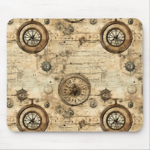 Alfombrilla De Ratón Maquinaria Victoriana Steampunk Marrón Sepia