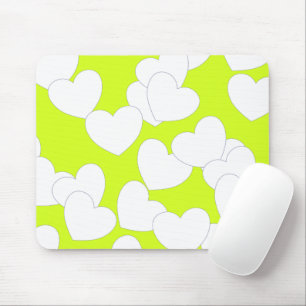 Alfombrilla De Ratón Maravilloso Mousepad Verde Con Grandes Corazones B