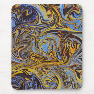 Alfombrilla De Ratón Marble Forms – Blue & Gold Art Mouse Pad