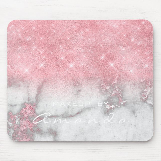 Alfombrilla De Ratón Marble gris rosado Purpurina Sparkly Branding Beau (Frente)