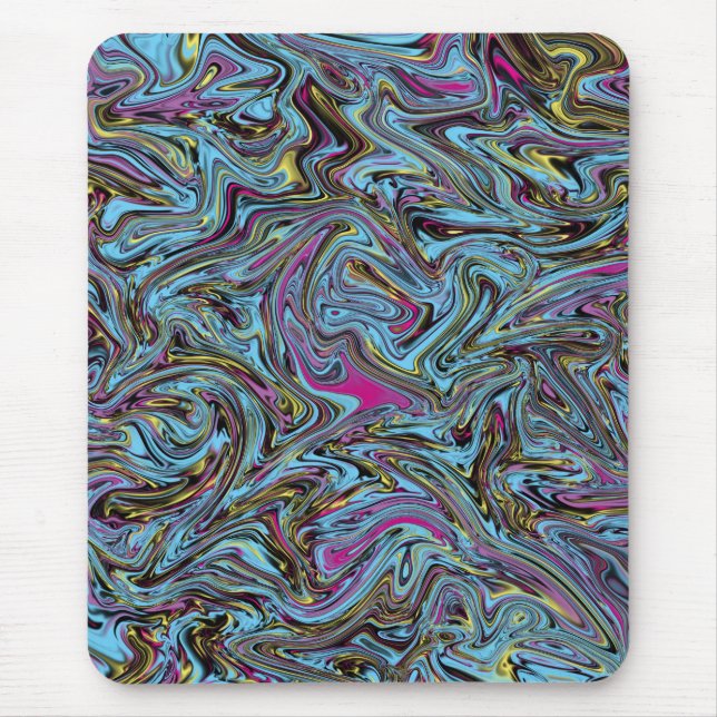 Alfombrilla De Ratón Marbleized Swirls of Black Yellow Pink Blue Etc (Frente)