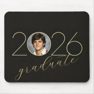 Alfombrilla De Ratón Marco de foto de graduado 2026 en negro