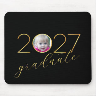 Alfombrilla De Ratón Marco de foto de graduado 2027 en negro