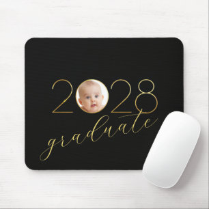 Alfombrilla De Ratón Marco de foto de graduado 2028 en negro