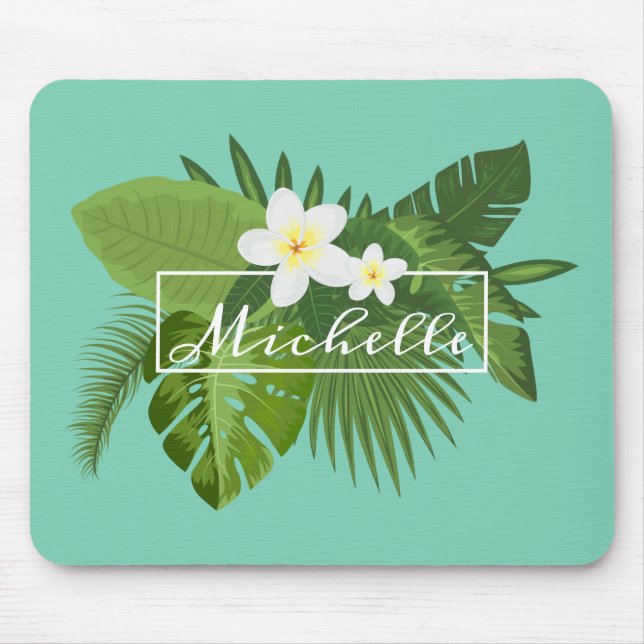 Alfombrilla De Ratón Marco floral tropical personalizado el | Mousepad (Frente)