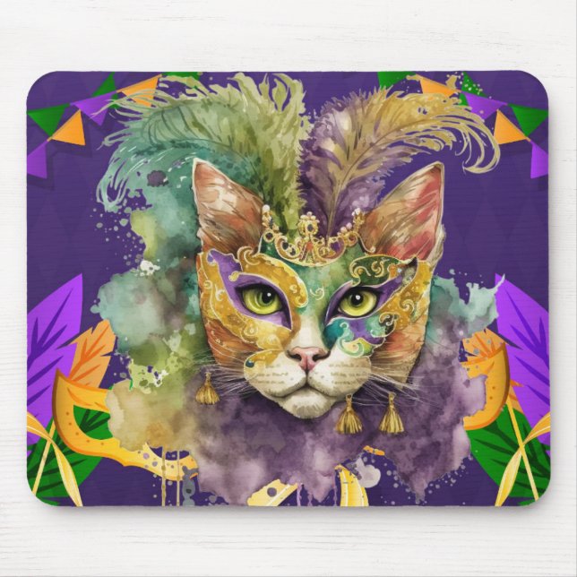 Alfombrilla De Ratón Mardi Gras Cat Mouse Pad (Frente)