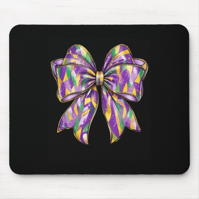 Alfombrilla De Ratón Mardi Gras Coquette Bow (Frente)
