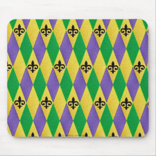 Alfombrilla De Ratón Mardi Gras Harlequin Fleur De Lis