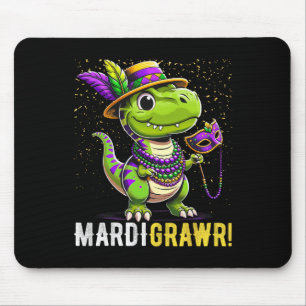 Alfombrilla De Ratón Mardi Gras Kids Shirt T Rex Dinosaur Mardi Grawr C