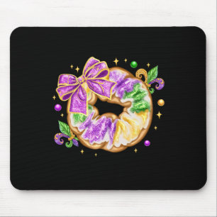 Alfombrilla De Ratón Mardi Gras King Cake New Orleans Fleur De Lis Coqu