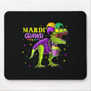 Alfombrilla De Ratón Mardi Grawr T-rex Dino Toddler Kids Mardi Gras Boy