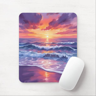 Alfombrilla De Ratón Marea Violeta   Olas del Océano Puestas del Sol Pu