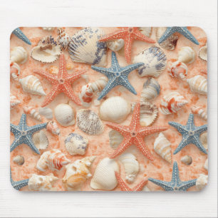 Alfombrilla De Ratón Mares de arena de melocotón Estrella de mar Patrón