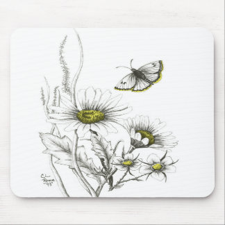 Alfombrilla De Ratón Margaritas y mariposa Mousepad
