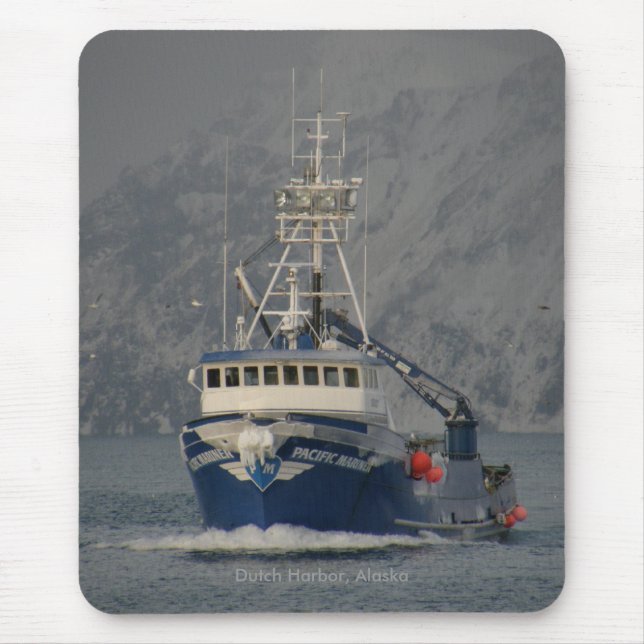 Alfombrilla De Ratón Marino pacífico, barco del cangrejo en el puerto (Frente)