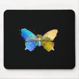 Alfombrilla De Ratón Mariposa Acuarela Bandera de Ukrane Regalo de Ucra