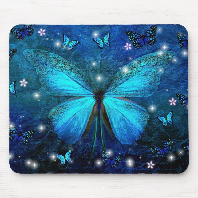 Alfombrilla De Ratón Mariposa azul elegante (Frente)
