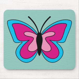 Alfombrilla De Ratón Mariposa azul magenta rosa