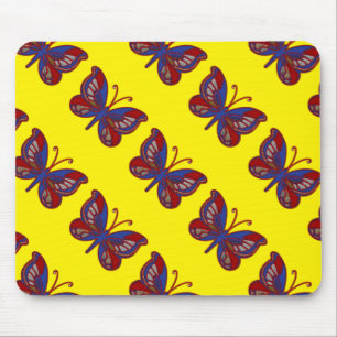 Alfombrilla De Ratón Mariposa azul rojo-amarillo Mousepad
