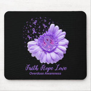 Alfombrilla De Ratón Mariposa Cinta púrpura Sobredosis de girasol Aware