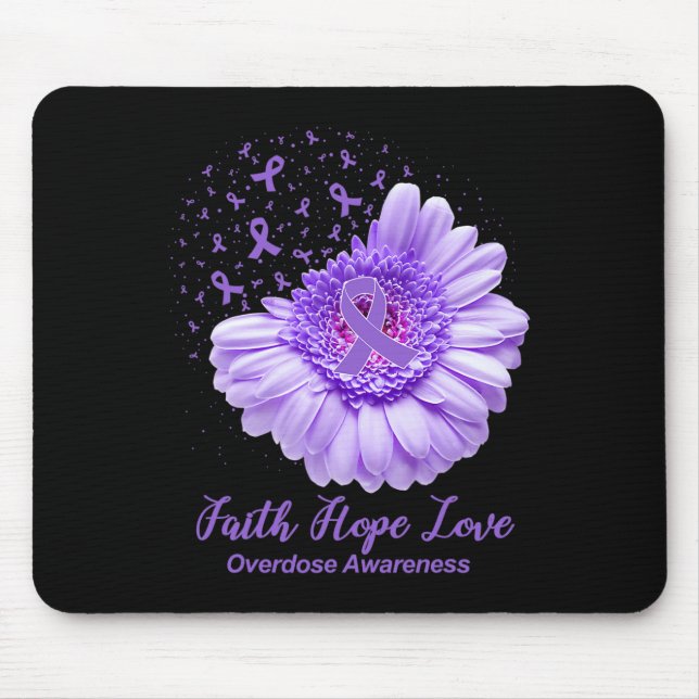 Alfombrilla De Ratón Mariposa Cinta púrpura Sobredosis de girasol Aware (Frente)