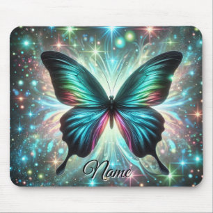 Alfombrilla De Ratón Mariposa con estrellas de brillo y brillo galáctic