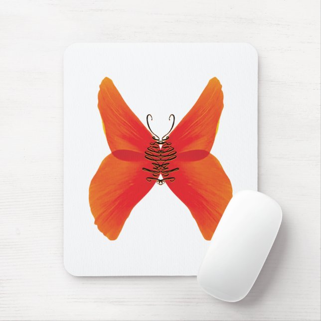 Alfombrilla De Ratón Mariposa de amapola roja naranja con su nombre (Con ratón)