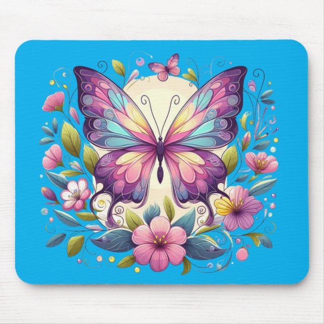 Alfombrilla De Ratón Mariposa de colores vivos (Frente)
