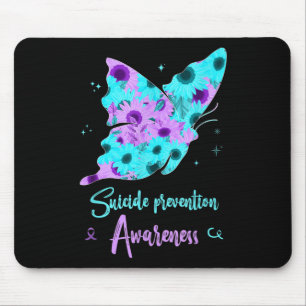 Alfombrilla De Ratón Mariposa de concienciación sobre prevención del su