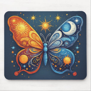 Alfombrilla De Ratón Mariposa de dos colores sobre sol brillante