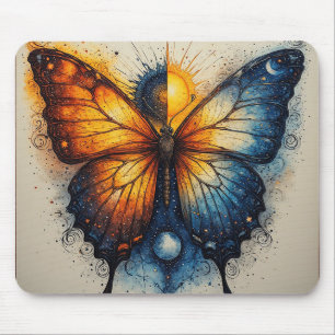 Alfombrilla De Ratón Mariposa de dos colores sobre sol brillante