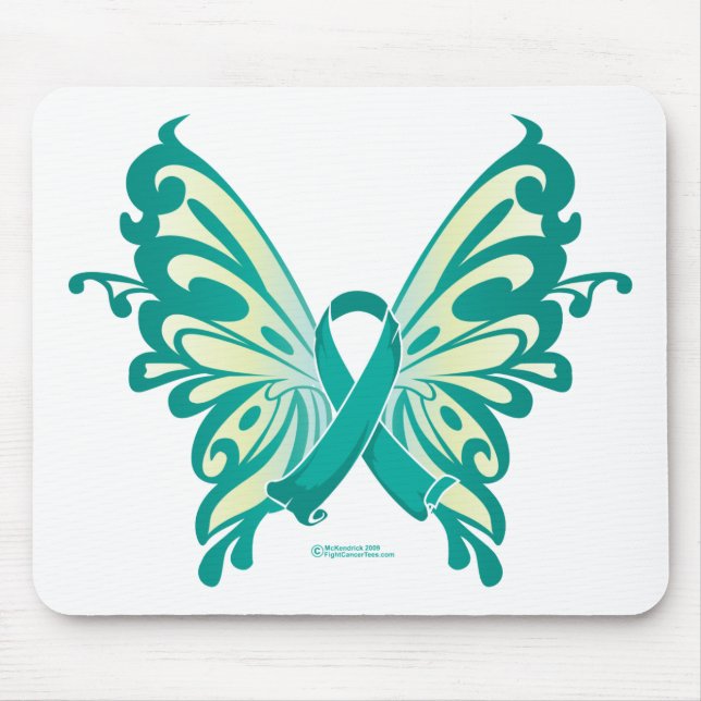 Alfombrilla De Ratón Mariposa de la Cinta del Cáncer de Ovariano (Frente)