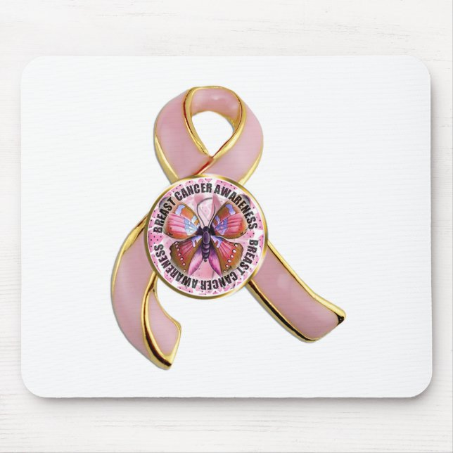 Alfombrilla De Ratón Mariposa de la conciencia del cáncer de pecho (Frente)