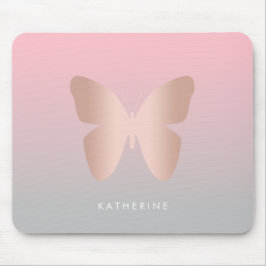 Alfombrilla De Ratón Mariposa de oro rosa moderna y elegante
