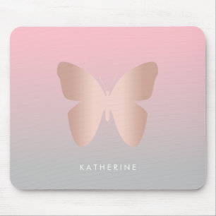 Alfombrilla De Ratón Mariposa de oro rosa moderno y elegante