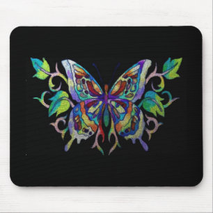 Alfombrilla De Ratón mariposa de vidrio manchado