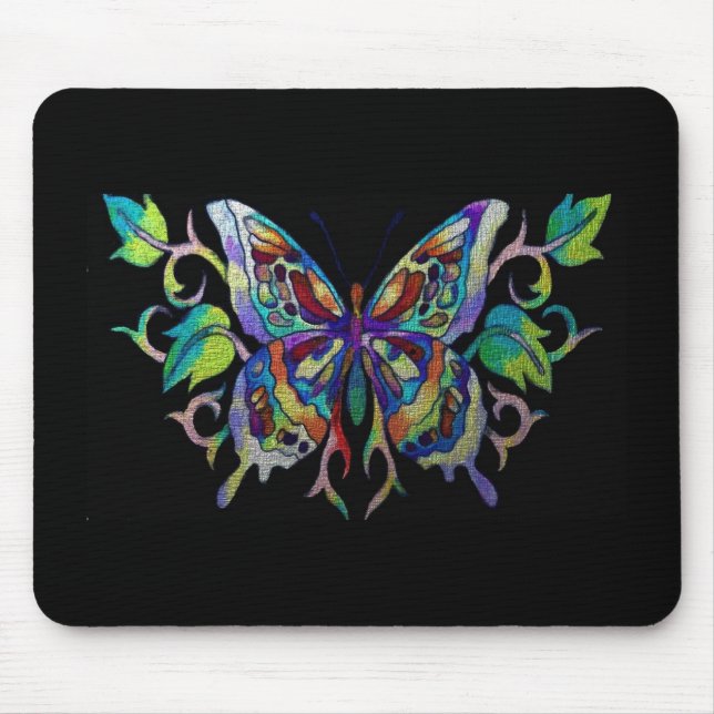 Alfombrilla De Ratón mariposa de vidrio manchado (Frente)