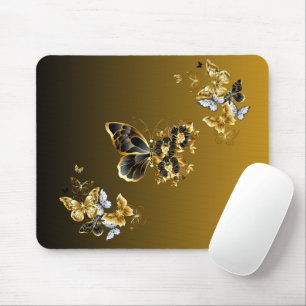 Alfombrilla De Ratón Mariposa Dorada Radiante – Arte de Acento Botánico