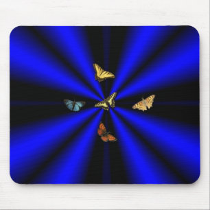 Alfombrilla De Ratón Mariposa en arco iris negro y azul