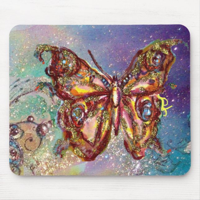 ALFOMBRILLA DE RATÓN MARIPOSA EN BRILLOS DE ORO (Frente)