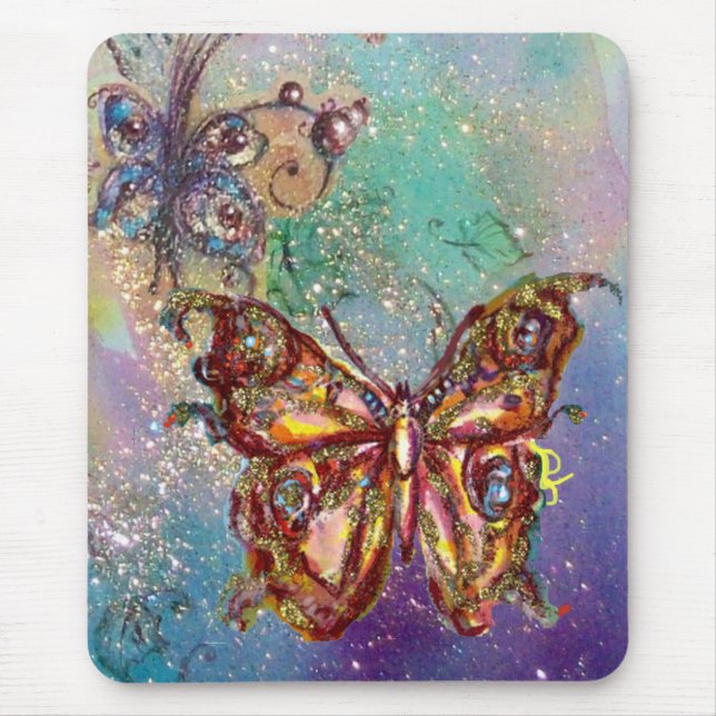 ALFOMBRILLA DE RATÓN MARIPOSA EN BRILLOS DE ORO (Frente)