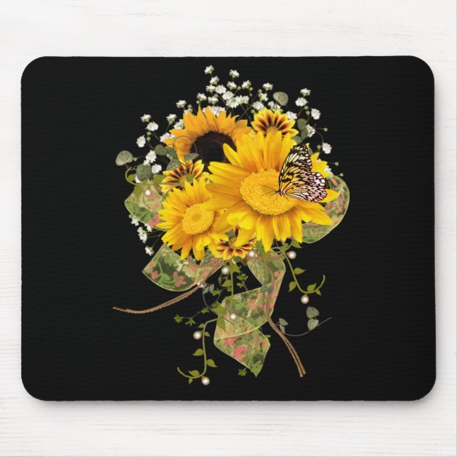 Alfombrilla De Ratón mariposa en un ramo de girasol (Frente)