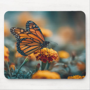 Alfombrilla De Ratón Mariposa en una caléndula